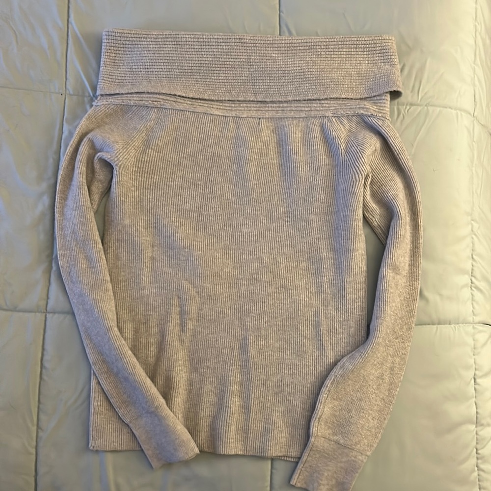 NWT off the shoulder grey women’s sweater